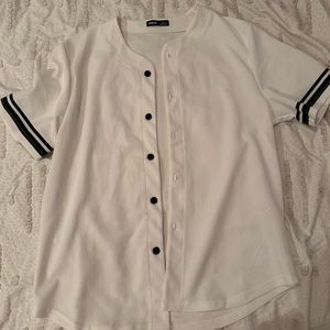 White baseball shirt